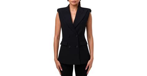 Naked Wardrobe Sleeveless Ponte Blazer Vest In Black Lyst