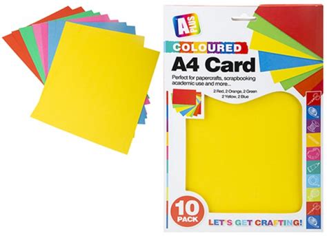 A4 Coloured Card 10 Pack 5 Colours Wholesale Uk