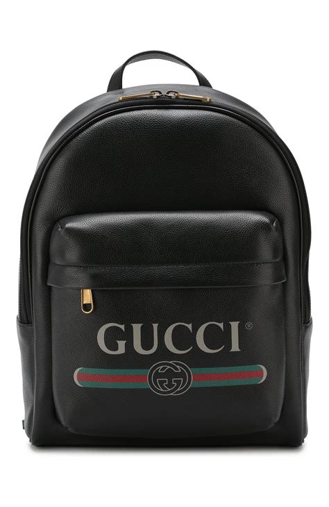 Мужской черный кожаный рюкзак gucci print GUCCI купить в интернет ...