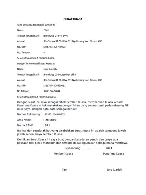 surat kuasa pip