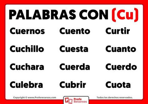 Palabras Con Cu Ejemplos De Palabras Con Cu