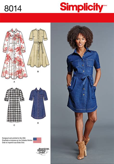 Simplicity 8014 Misses Shirt Dress Sewing Pattern