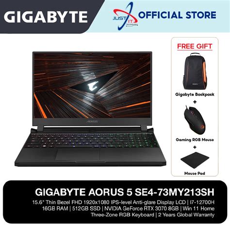 Gigabyte Aorus 5 SE4 Gaming Laptop I7 12700H 16GD4 512SSD RTX3070