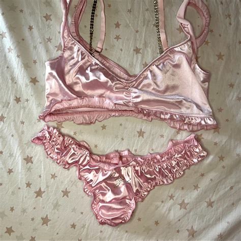 Sugar Thrillz Satin Pink Lingerie Set Only Worn A Depop