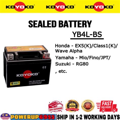 YB4L-BS YB4L BT4 KOYOKO SEALED BATTERY BATERI SEAL EX5 CLASS 1 KICK ...