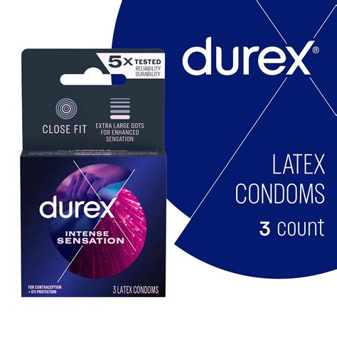 Durex Intense Sensation Extra Large Dots Lubricated Latex Condoms, 3 ...