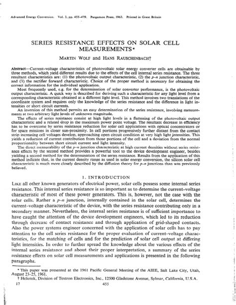 SERIES RESISTANCE EFFECTS ON SOLAR CELL