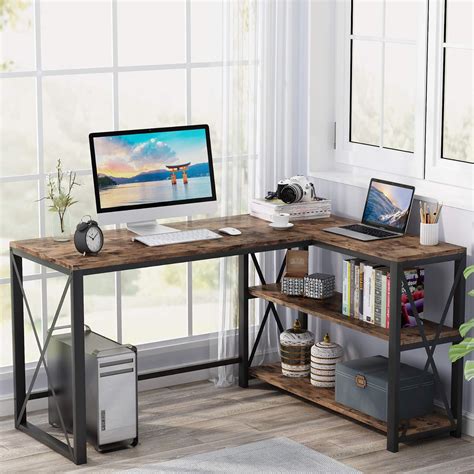 Tribesigns L Shaped Desk With Storage Shelves L Shape Computer