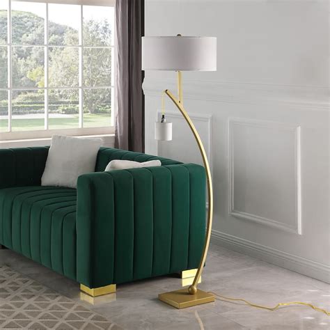 Contemporary Dual Arc Hanging Pendulum Metal Floor Lamp On Sale Bed