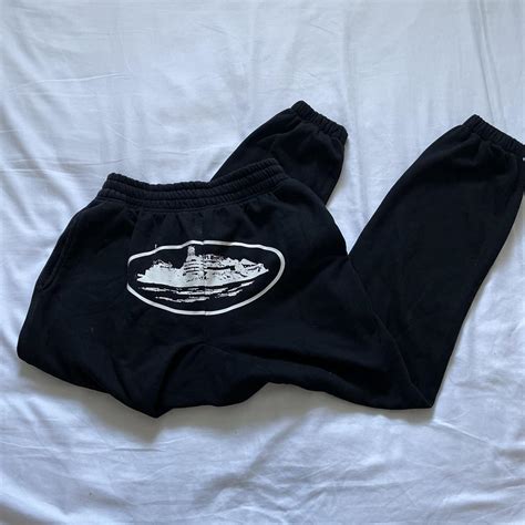 Corteiz Mens Black And White Joggers Tracksuits Depop
