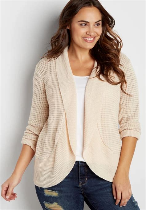 Plus Size Waffle Knit Cocoon Cardigan Maurices