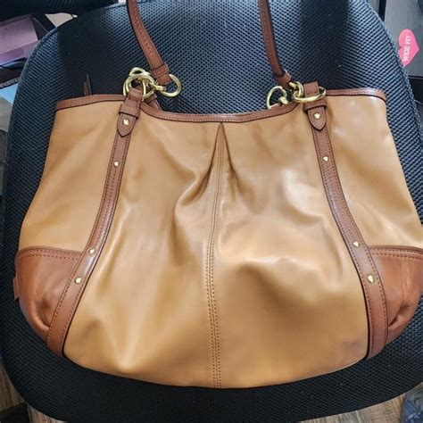 Coach Alexandra Brown And Camel Leather Tote Euc Gem