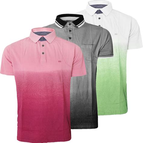 New Mens Pack Of 3 Polo Shirts Multi 3pack Endless Dip Dye Short Sleeve T Shirts Ebay