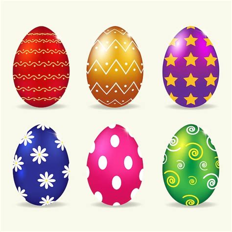 Premium Vector Easter Egg Set With Different Ornament