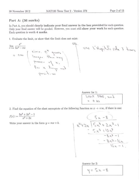 Mat Y Midterm Mat Term Test Fall Solutions Oneclass