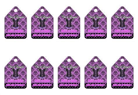 Tags de Agradecimento Chá de Lingerie li pto Mmx mm