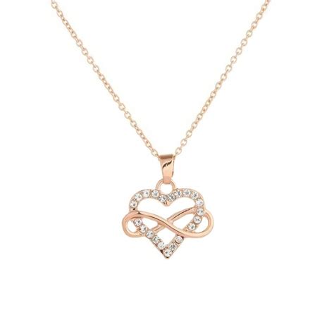 Collar de corazón infinito con colgante de corazón de amor brillante y