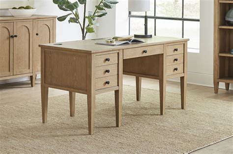 Martin Furniture Laurel Modern Wood Half Pedestal Desk Wood Office