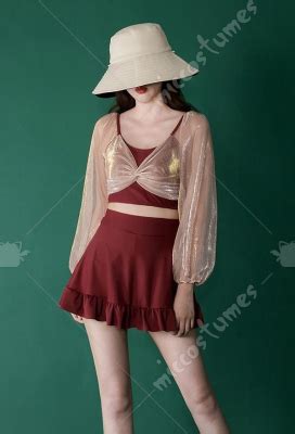 Woman Sexy Cute Bikini Set Two Piece Long Semi Transparent Sleeved Bow
