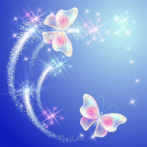 Mariposas Brillantes Con Estrellas Brillantes Vector Premium