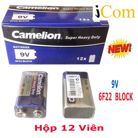 Hộp 12 Viên Pin vuông 9V Camelion Super Heavy Duty Battery 6F22 mẫu