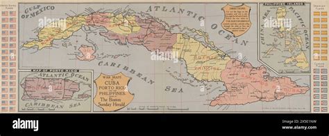 Vintage American Map War Maps Of Cuba Puerto Rico And The Philippines