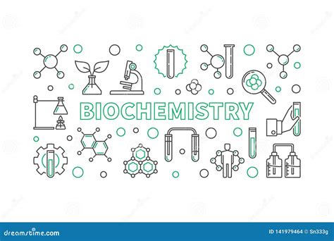 Biochemistry Vector Horizontal Outline Banner Or Illustration Stock Vector Illustration Of