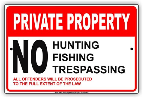 Amazon Private Property No Hunting Fishing Trespassing Aluminium