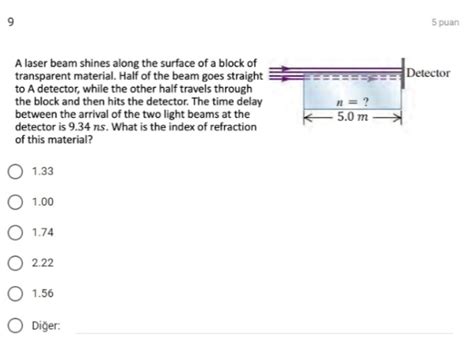 Solved A laser beam shines along the surface of a block of | Chegg.com