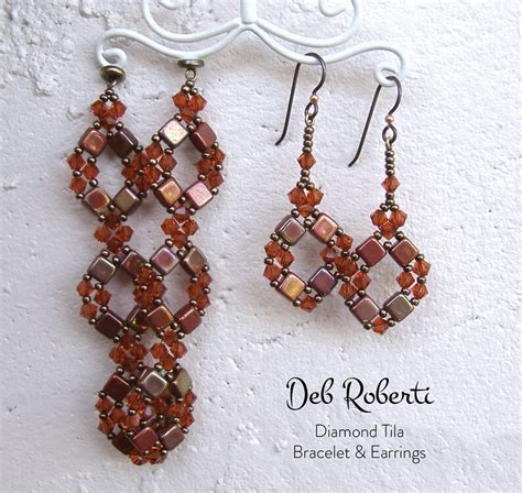 Diamond Tila Bracelet Earrings Beaded Pattern Tutorial By Etsy