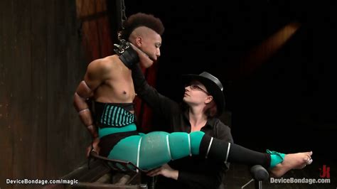 Ebony Bound In Device Ass Fucked