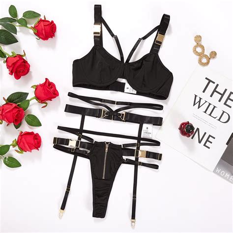 Generic Ins Garter Sexy Hot Girl Nightclub Sexy Lingerie Three Piece Set Suit Female 25161