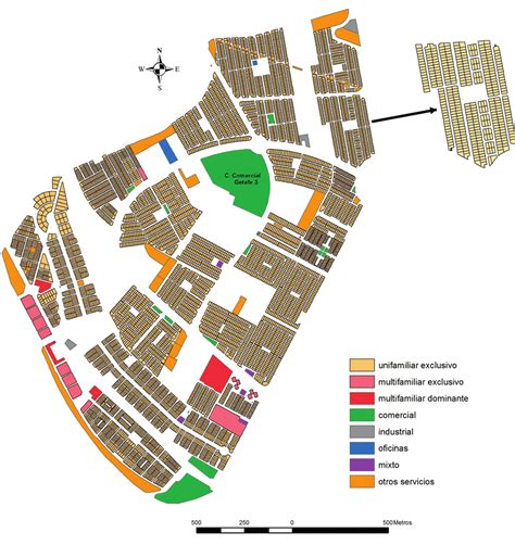 DISTRIbUCIóN ESPACIAl DE lOS USOS DEl SUElO DE lA zONA RESIDENCIAl