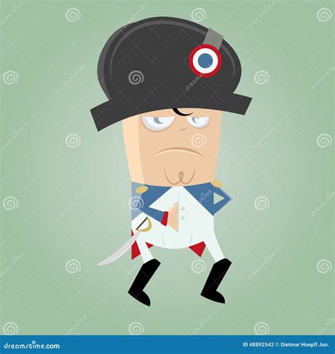 Cute Napoleon Bonaparte Character With Old Retro Spyglass Cartoon ...