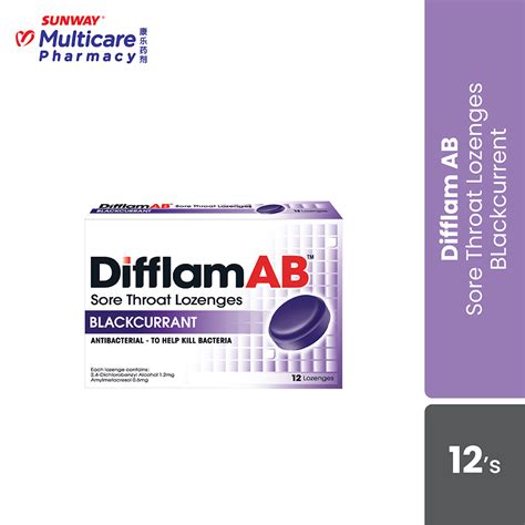 Difflam Ab Sore Throat Lozenges Blackcurrant Lemon Orange S