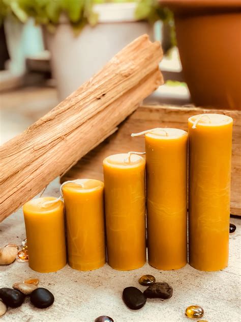 Set Of Beeswax Pillar Candles Pure Beeswax Pillar Etsy