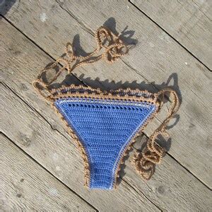 Crochet Bikini Set In Periwinkle Tan Nude Etsy
