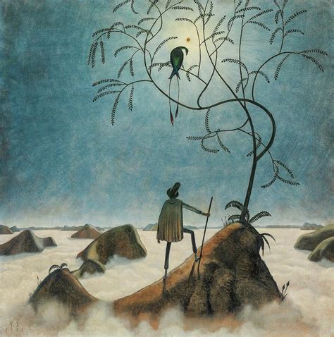 Landscape with sea fog - symbolic landscapes by Franz Sedlacek Painting