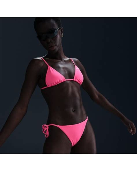 Nike Swim Essential Tie String Bikini Bottom In Blue Lyst