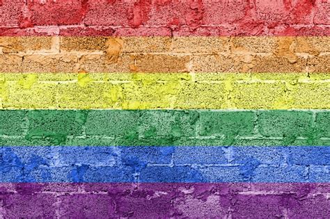 Rainbow LGBTQ Or Gay Pride Flag On Stone Wall Texture Abstract Background Stock Image Image