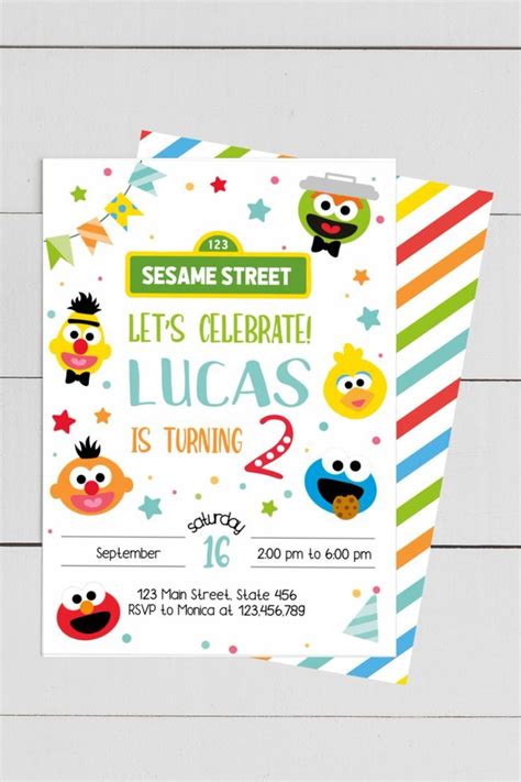 Editable Sesame Street Inspired Birthday Invitation Artofit