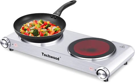 Buy Hot Plate Techwood Electric Stove Countertop Double Burner For Cooking Infrared Ceramic