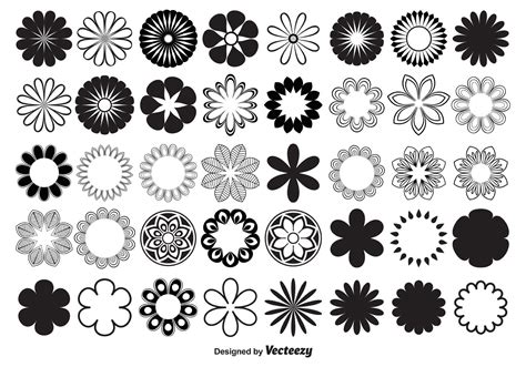 flower shapes vector art icons  graphics