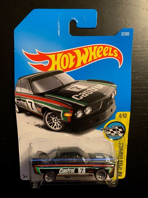 Hot Wheels Bmw Csl Race Car Black With Green And Red Stripes