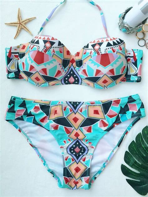 Push Up Geometric Print Bikini Set In COLORMIX ZAFUL 2024