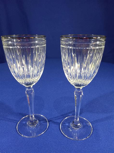 Set Of 2 Water Goblet Hanover Platinum By Waterford Crystal Etsy