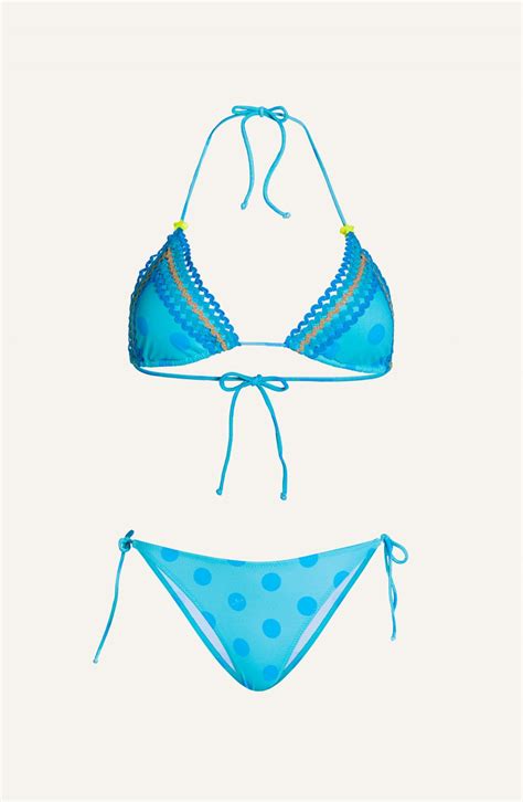 Bikini Triangolo Imbottito Slip Brasiliana Ricamo Passamaneria Pois