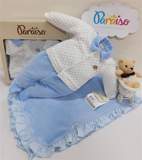 Saida De Maternidade Menino Paraiso - Saida Maternidade Paraiso Bebê Menino Plush Macacao Cod 9076 - R$ 119 ...