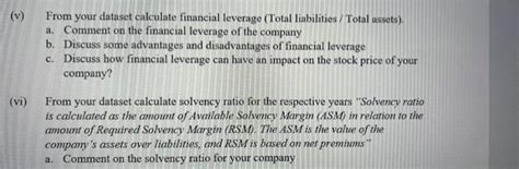 Solved V From Your Dataset Calculate Financial Leverage Chegg