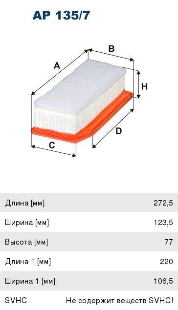 AP1357 Фильтр воздушный ЛАДА Vesta,X-Ray RENAULT Duster (1.6) FILTRON ...